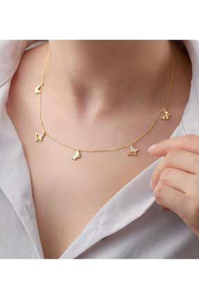 گردنبند نقره طلائی زنانه 925 عیار Gümüşistan - کد 214136638