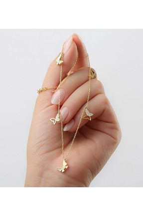 گردنبند نقره طلائی زنانه 925 عیار Gümüşistan - کد 214136638