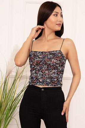بلوز آبی زنانه چاپی Genel Markalar - کد 58763529
