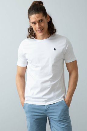 تی شرت سفید مردانه یقه گرد رگولار تکی بیسیک کد 36467908