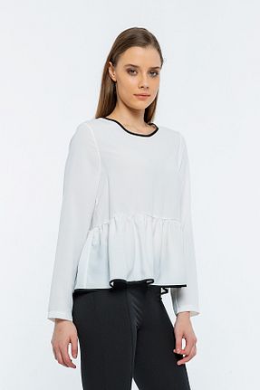 بلوز سفید زنانه ساده Miralia - کد 175055139