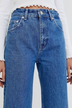 شلوار جین آبی زنانه پاچه گشاد فاق بلند بلند کد 175068826