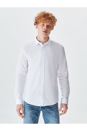 پیراهن سفید مردانه رگولار یقه پیراهنی کد 176608599