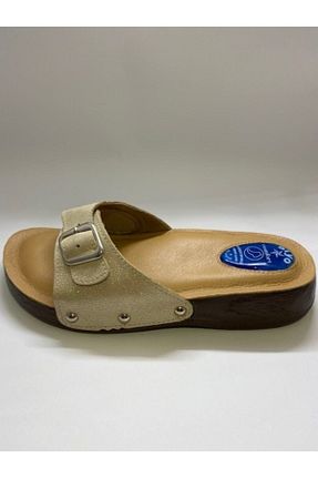 دمپائی بژ زنانه چرم خالص Siyo Comfort - کد 126425282
