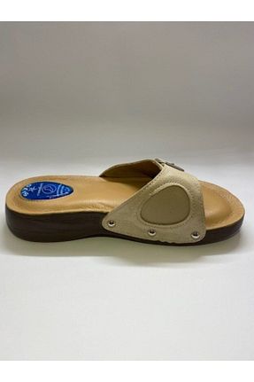 دمپائی بژ زنانه چرم خالص Siyo Comfort - کد 126425282