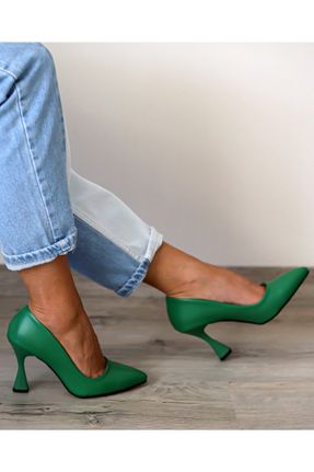 کفش پاشنه بلند کلاسیک سبز زنانه چرم مصنوعی پاشنه نازک پاشنه متوسط ( 5 - 9 cm ) کد 168268594