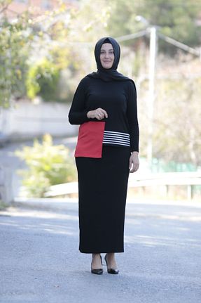 ست بالاتنه و پائین تنه حجاب مشکی زنانه Asimetrik Zey&Ka Butik - کد 150998947