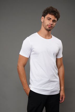 تی شرت سفید مردانه یقه گرد کد 177410456