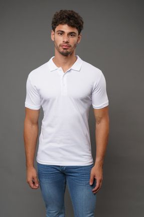 تی شرت سفید مردانه یقه پولو کد 177410781