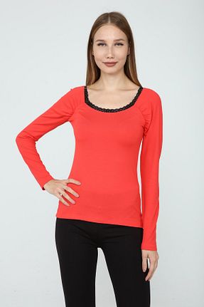 بلوز قرمز زنانه ساده DRR Moda - کد 87260618