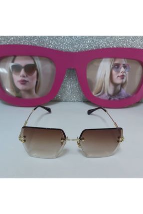 عینک آفتابی قهوه ای زنانه 59+ UV400 فلزی سایه روشن مستطیل کد 59426537