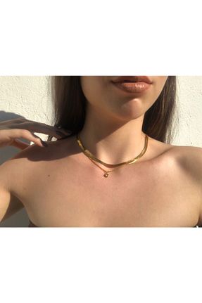گردنبند استیل ( فولاد ) طلائی زنانه استیل (فولاد) petunia accessories - کد 181019014