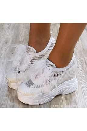 کفش مجلسی سفید زنانه پارچه نساجی پاشنه بلند ( +10 cm) پاشنه پر کد 82496830