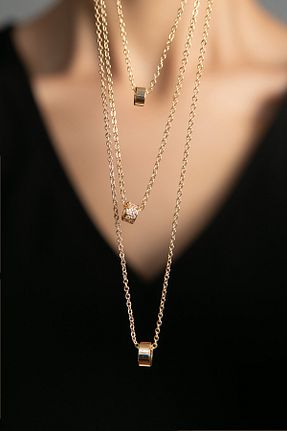 گردنبند جواهر طلائی زنانه پنبه ای Elika Silver - کد 183252292