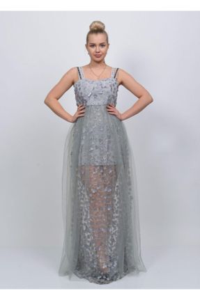 لباس طوسی زنانه بافتنی تور رگولار کد 185030122