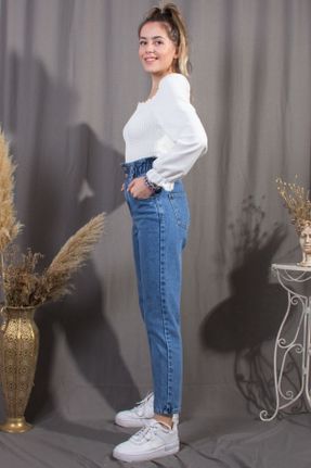 شلوار جین آبی زنانه پاچه کوتاه جین کد 54665965