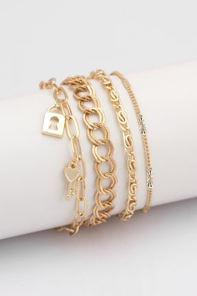 دستبند جواهر طلائی زنانه برنز کد 92835364