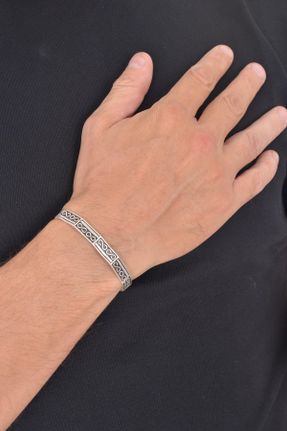 دستبند جواهر مردانه روکش نقره کد 32513321