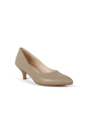 کفش پاشنه بلند کلاسیک قهوه ای زنانه چرم خالص KARVENSHOES - کد 42089652