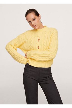 پلیور زرد زنانه ساده MANGO - کد 179579613