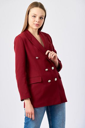 کت زرشکی زنانه Blazer Volanlı - کد 92794533