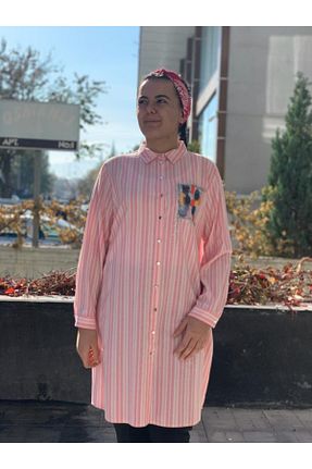 تونیک سایز بزرگ صورتی زنانه بافتنی FUAT GÜRSEN - کد 192124708