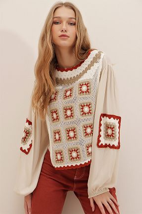 بلوز بژ زنانه ساده Trend Alaçatı Stili - کد 192327351