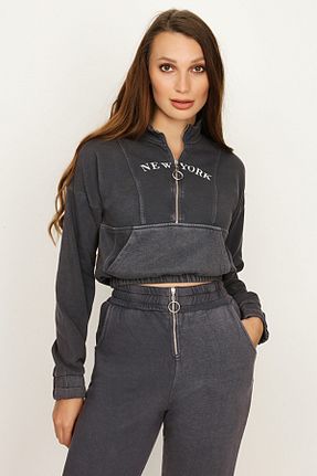 سوئیشرت طوسی زنانه ساده Select Moda - کد 192117498
