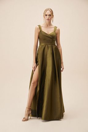 لباس مجلسی سایز بزرگ سبز زنانه ساتن Oleg Cassini - کد 193841375