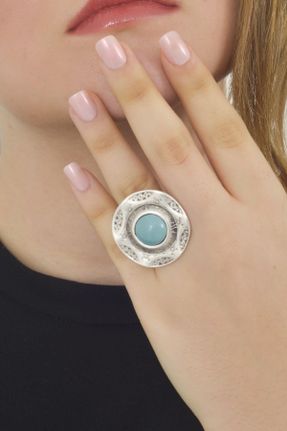 انگشتر جواهر زنانه روکش نقره کد 3809116