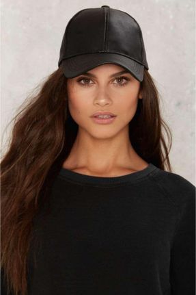 کلاه مشکی زنانه چرم طبیعی کد 63054902