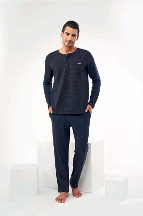 ست لباس راحتی سرمه ای مردانه ساده Pjs Pijama - کد 193220210