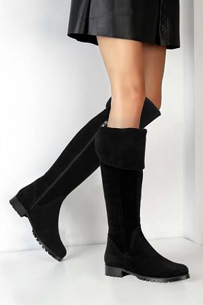 چکمه مشکی زنانه چرم خالص KARVENSHOES - کد 55749169