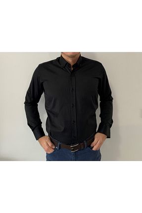 پیراهن مشکی مردانه اسلیم فیت MEGALDİ - کد 62389864