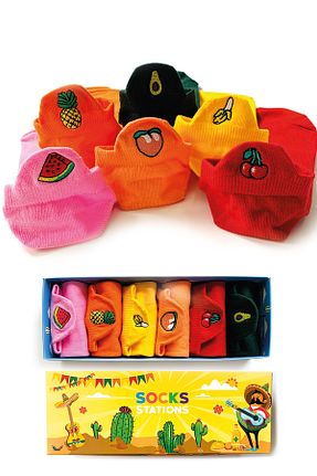 جوراب زرد زنانه پنبه ای Socks Stations - کد 50806600