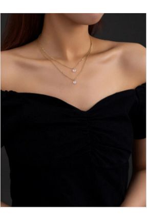 گردنبند جواهر طلائی زنانه اکریلیک Lady - کد 176775027