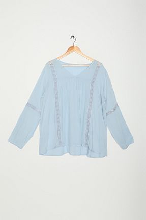 بلوز آبی زنانه ساده Koton - کد 2866661