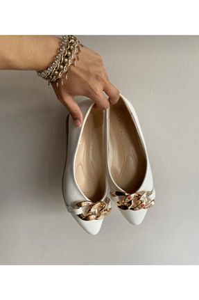 بابت سفید زنانه چرم مصنوعی BY MAY SHOES - کد 104627884