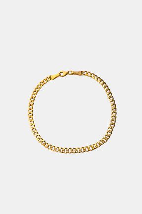 دستبند نقره طلائی مردانه کد 195425193