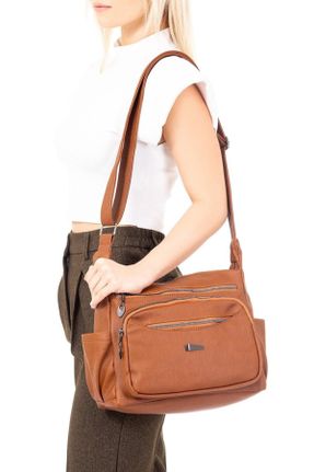کیف دوشی قهوه ای زنانه چرم مصنوعی کد 195749055