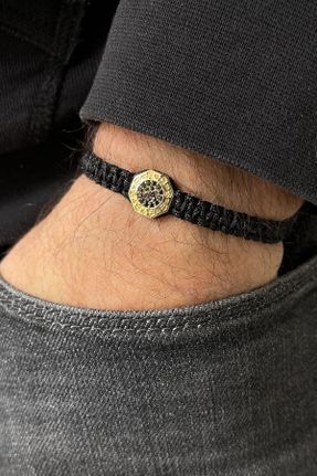دستبند جواهر طلائی مردانه کد 195763541