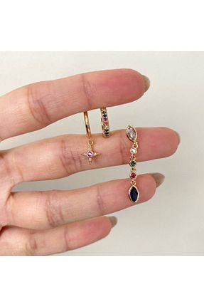 گوشواره جواهر طلائی زیرکن SU PERİSİ TAKI BİJUTERİ - کد 195589215