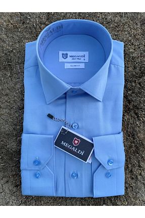 پیراهن آبی مردانه رگولار MEGALDİ - کد 63146769