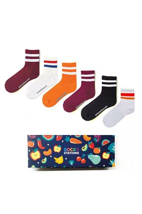 جوراب نارنجی زنانه پنبه ای Socks Stations - کد 135419672