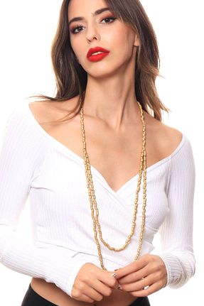 گردنبند جواهر طلائی زنانه روکش نقره LABALABA - کد 6270685