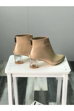 بوت / نیم بوت بژ زنانه چرم مصنوعی cerenstore - کد 54571618