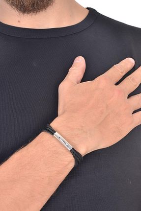 دستبند جواهر مشکی مردانه چرم LABALABA - کد 32879872