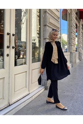 ست بالاتنه و پائین تنه مشکی زنانه بافتنی Minharir - کد 63314613