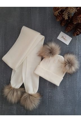 ست شال گردن و کلاه پشمی نباتی بچه گانه اکریلیک pempem bandana - کد 64966443