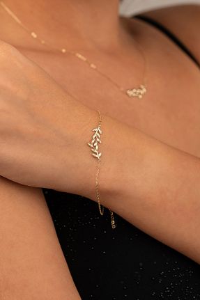 دستبند طلا زرد زنانه 14 عیار GençTaş Kuyumculuk - کد 64986774
